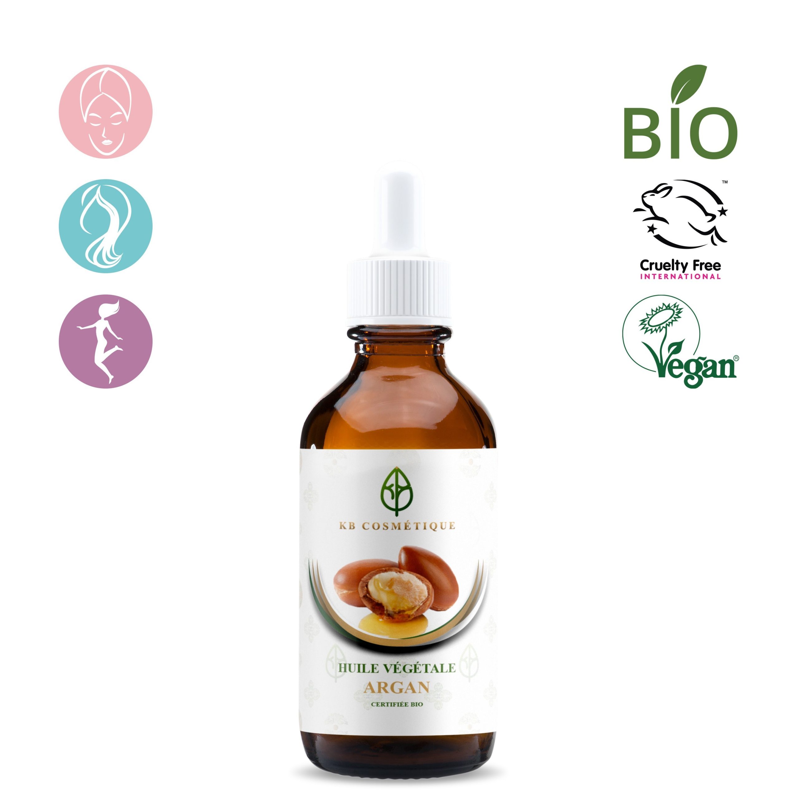 Huile végétale D'Argan certifiée bio KB COSMETIQUE Huile végétale D'Argan certifiée bio KB COSMETIQUE